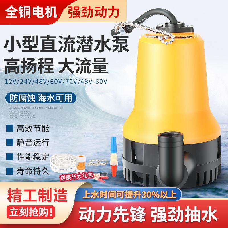 12V24V小型直流潜水泵家用船用电瓶水泵船舱微型抽水排水机抽水泵