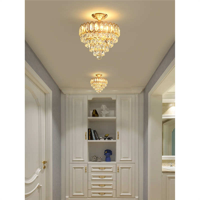 水晶吸顶灯卧室过道玄关吊灯欧式客厅楼梯间衣帽阳台灯新款灯走廊