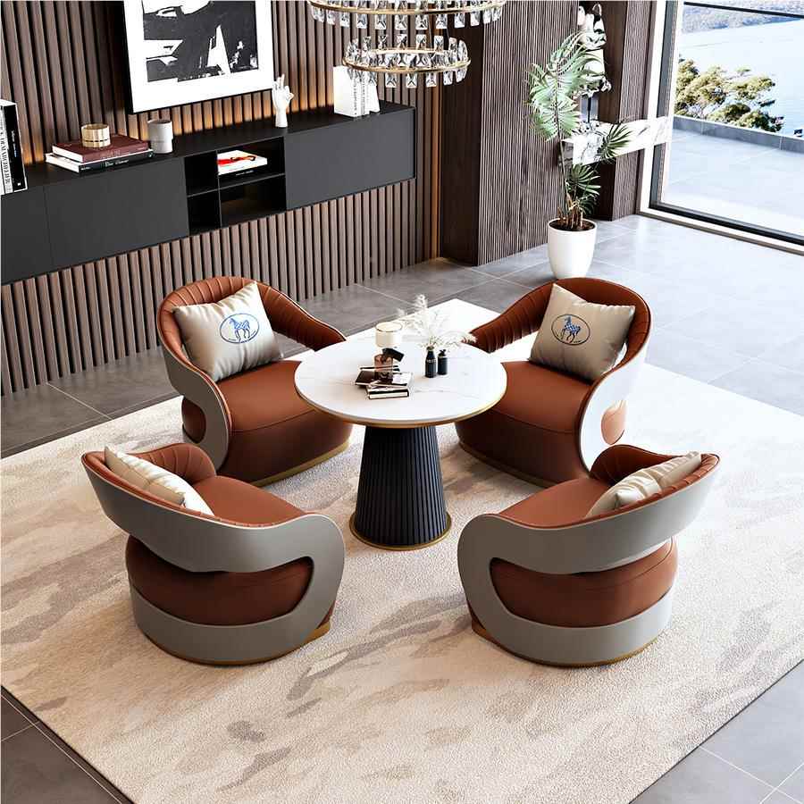 办公室贵宾室会息客沙发会所酒务店轻奢商单人洽沙122203发休区谈