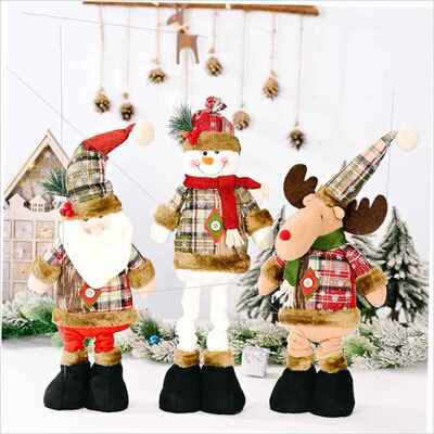 Christmas snowflake gingham retractable figure decoration