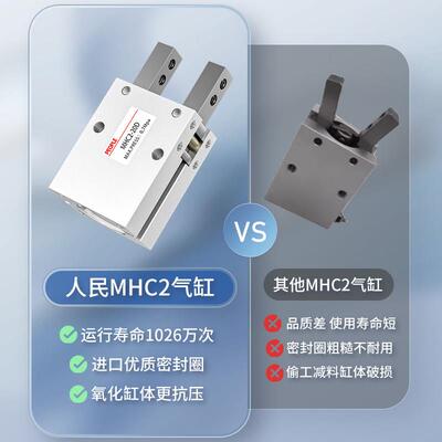 人民电器MHC2-10D/20D/25D/32D手指气缸HFY16支点开闭型气爪夹爪