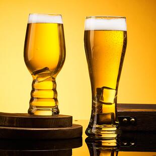 精酿啤酒杯大容量玻璃杯子家用网红创意酒吧小麦扎啤杯500ml商用