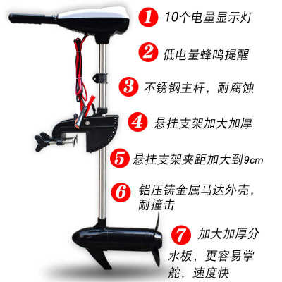 速弈12v36磅充气船用推进器无刷电动船外机橡皮艇马达螺旋挂桨机