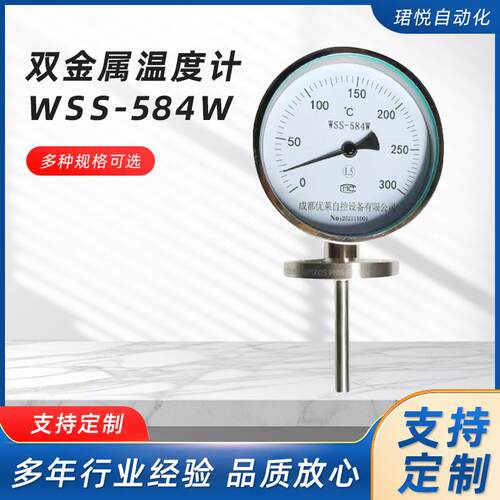 双金属温度计WSS-584W厂家工业用温度计电表不锈钢温度计表笔