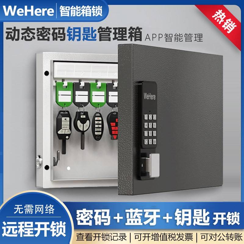 智能钥匙箱壁挂式钥匙柜蓝牙办公管理柜远程动态密码锁匙收纳盒箱