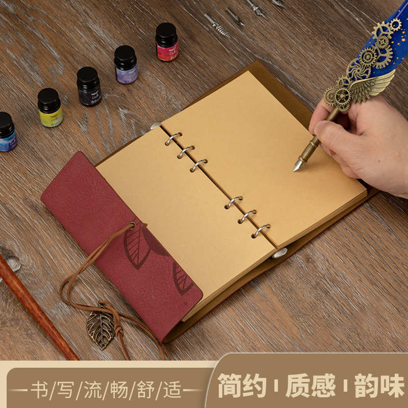 星空洒金蘸水笔欧式机械朋克风翅膀钢笔广告商务礼品羽毛笔套装