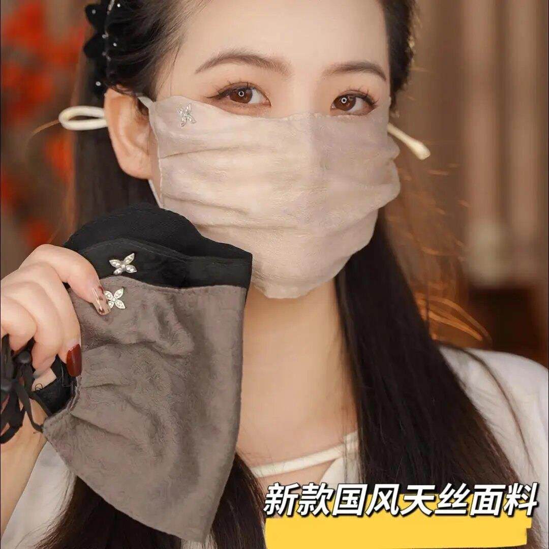 夏季防晒口罩女士高颜值遮阳骑行开车薄款透气可调节天丝面料JM2
