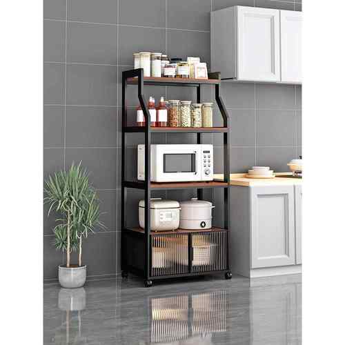 厨房置物架家用多层微波炉烤箱收纳架落地多功能锅架储物架展示架