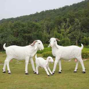 仿真波尔山羊摆件户外公园景区大盘羊玻璃钢模型雕塑落地美陈装 饰