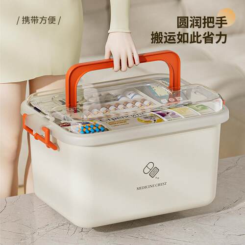 家用多层药箱药物分类收纳盒特大容量儿童药品家庭急救药品医疗箱