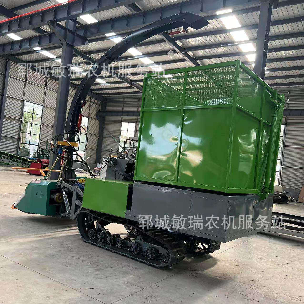 履带式高速圆盘收割青储机全自动自走式牧草收割粉碎 一体青贮机