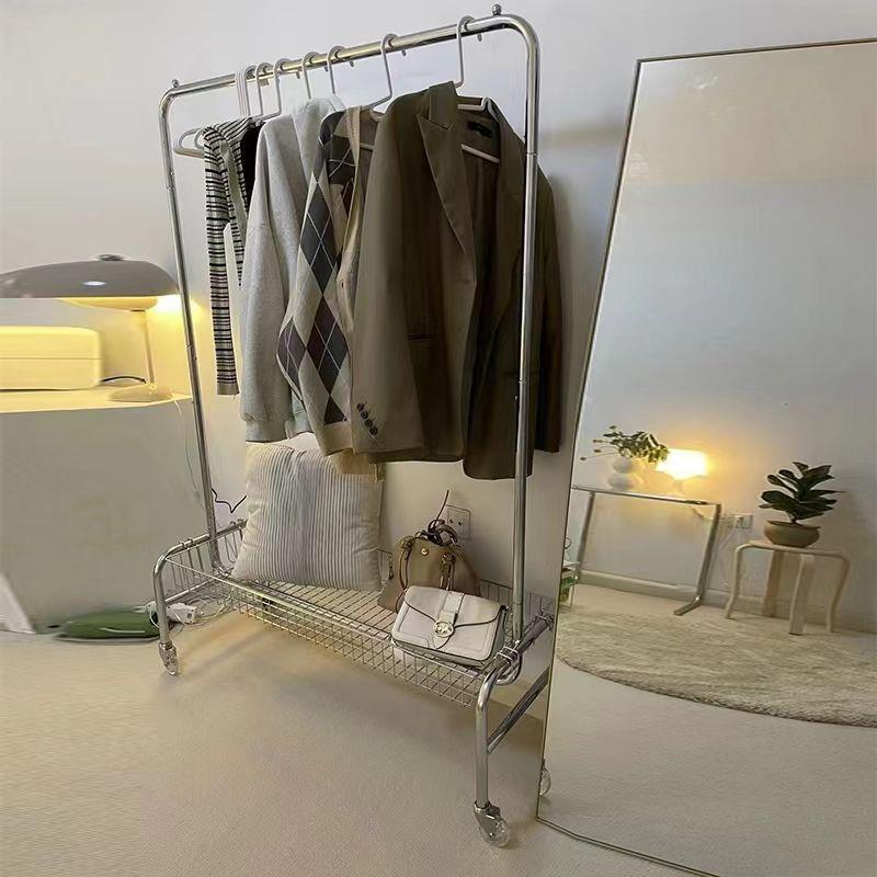 落地衣帽架简易晾衣服置物架服装店展示架衣架落地立式带篮挂衣架