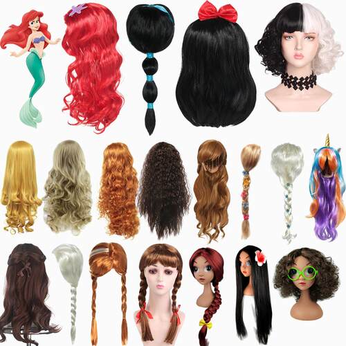 Frozen Princess Girls Anna Elsa Cosplay Wig Kids Little Merm