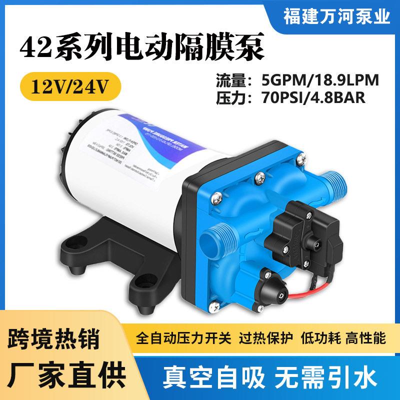 电动12V船用水泵直流隔膜泵小型自吸泵24V压泵净水器洗碗机水泵