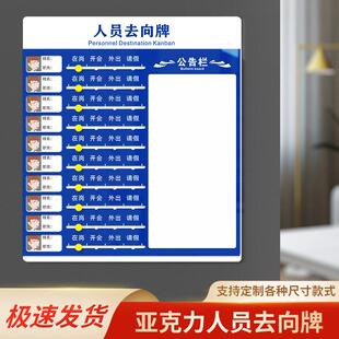 亚克力人员去向牌楼层科室牌人防办公告知牌员工岗位门牌去向板