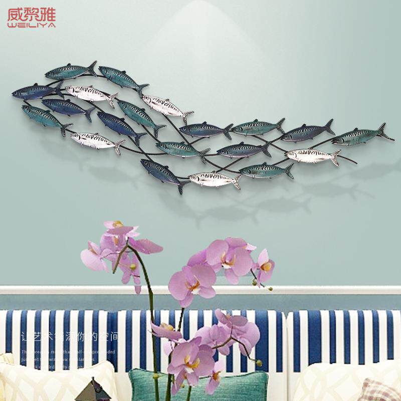 地中海铁艺鱼儿童房墙面装饰品壁饰沙发背景墙上创意墙饰墙壁挂饰