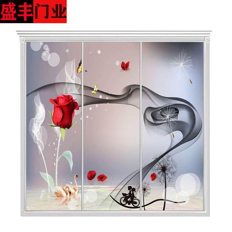 定制衣柜钢化防爆玻璃拉门衣橱拉门强化壁柜门滑动门衣帽间趟门