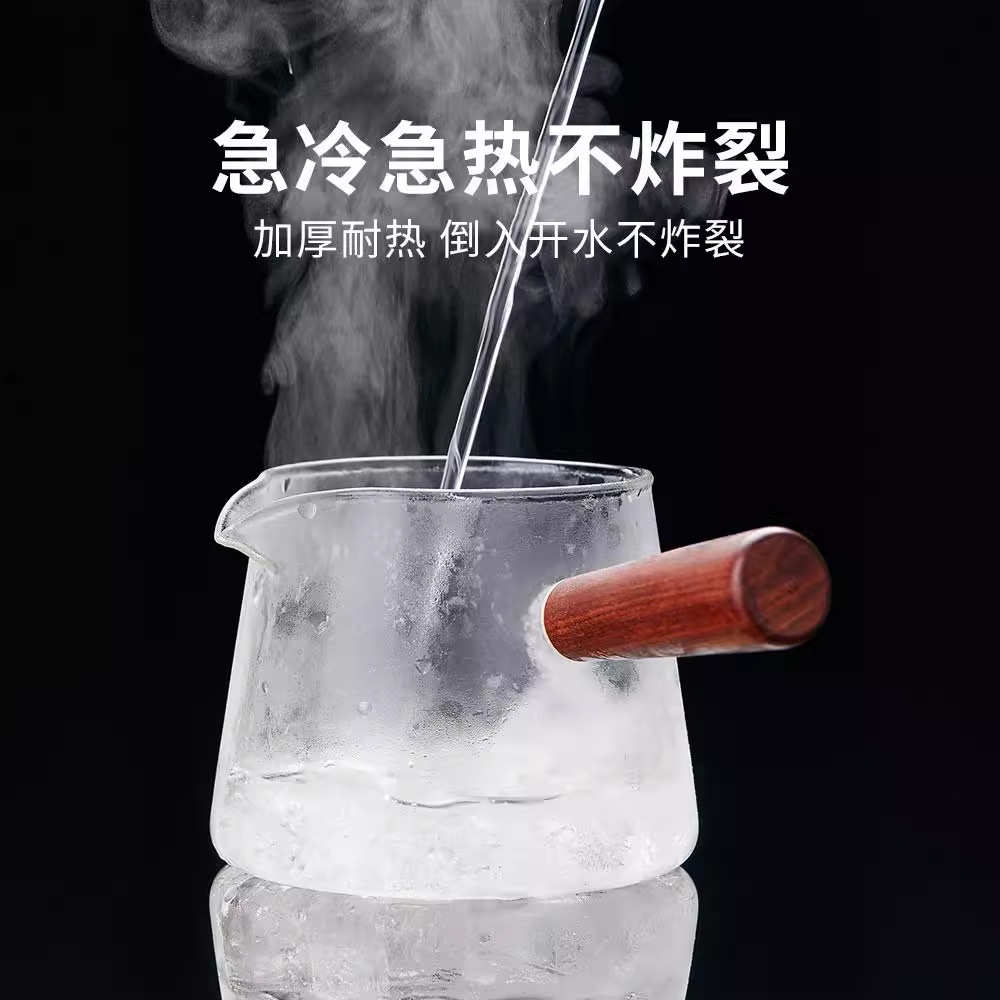 高硼硅茶壶热销中式侧把壶玻璃防烫木加厚电陶炉烧水茶具煮茶器