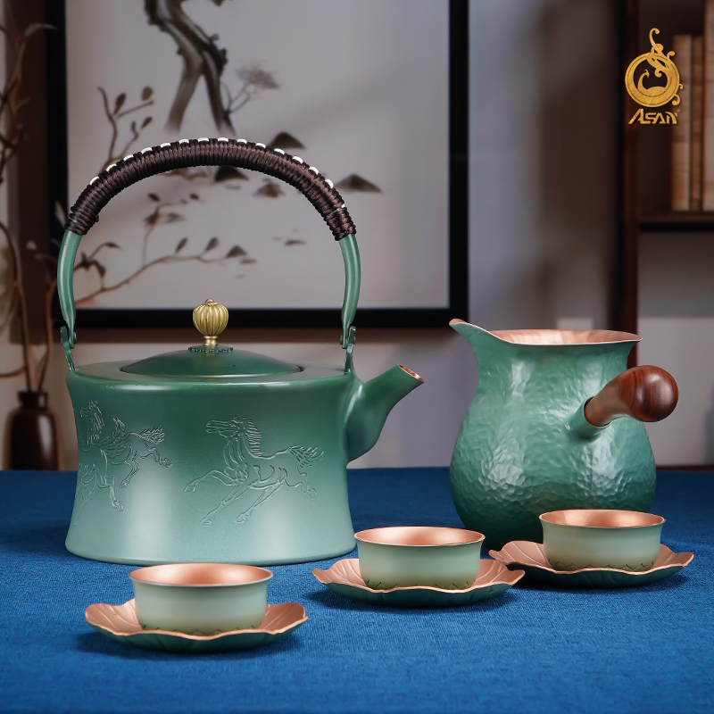 紫铜茶壶《房兵曹胡马茶礼套装》手工大号壶家用办公煮茶具礼盒
