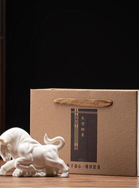 正品带牛来财和宝藏镇屋国风红色陶瓷中国风家居客厅古架子装饰中