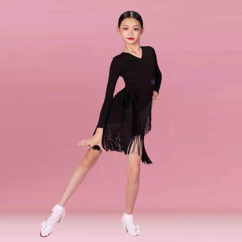 拉丁舞服女孩服装舞蹈裙女童国标广场舞套装
