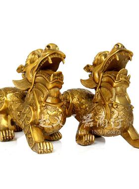 黄铜金钱貔貅工艺品中式家居礼品摆件