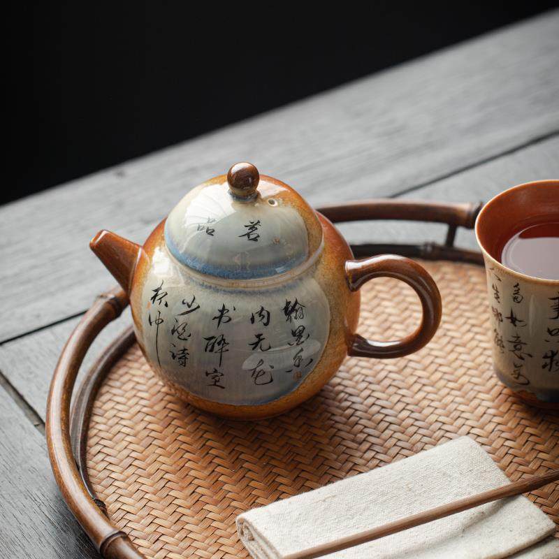 手写柴烧泡茶壶家用陶瓷高档单壶带过滤手工复古大号容量功夫茶具,餐饮具,茶壶,淘宝优惠券,粉丝福利购,淘宝优惠卷