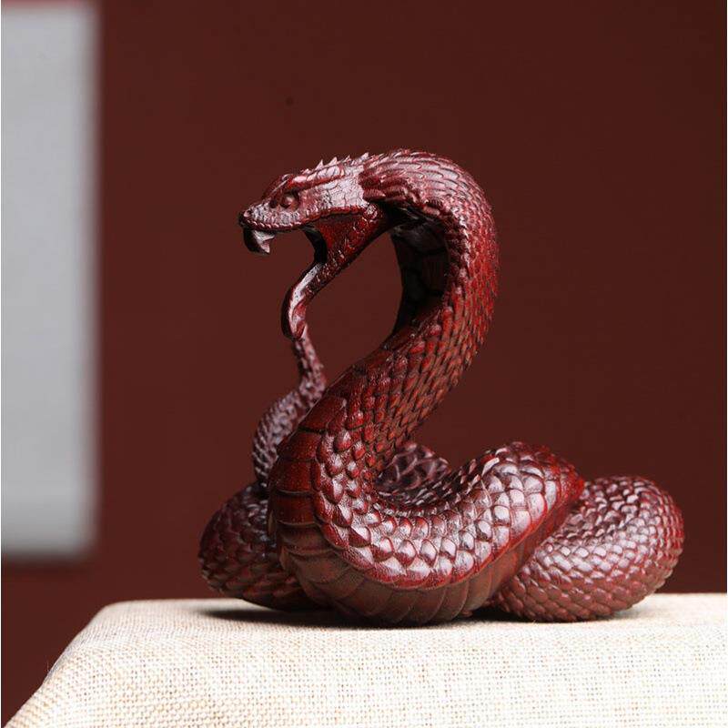 摆木紫檀木雕吉祥居生肖蛇件手把件家汽车中控装饰品檀香文玩