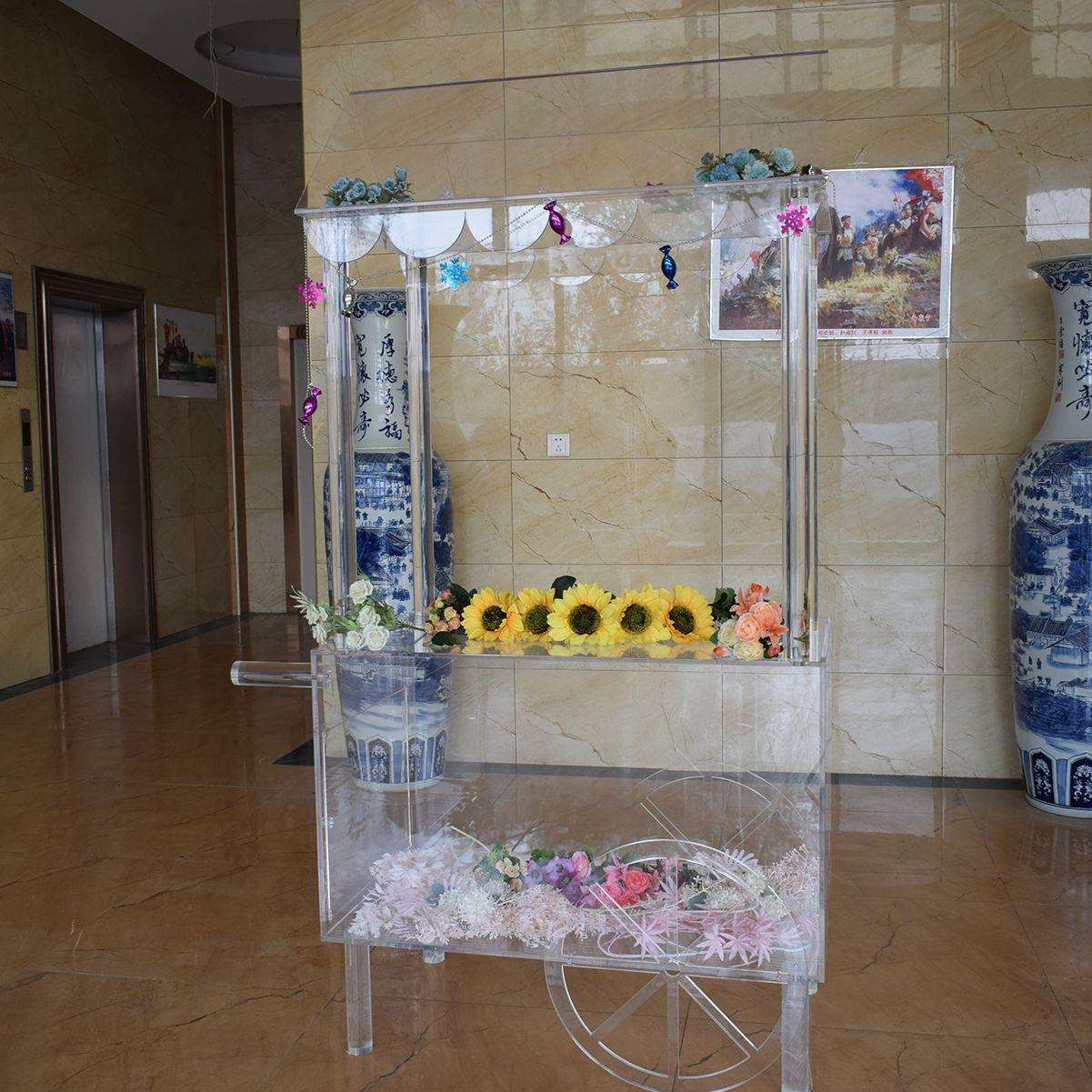透明亚克力展示架大型有机玻璃展台收纳推车景区公园装饰摊位