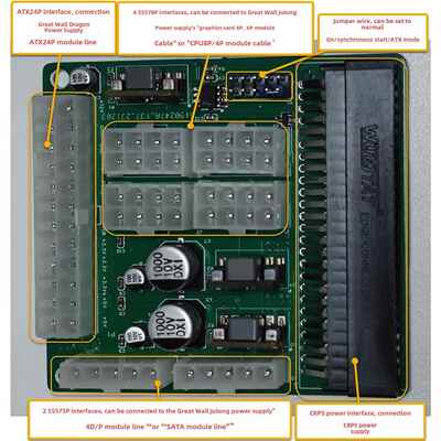 7服务器80Plus静音Crps电源到Atx适配器板-同步启动-长城龙电缆更