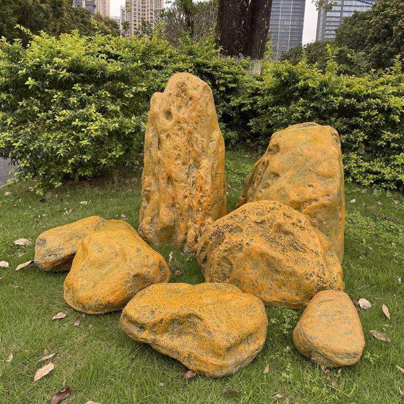 假山玻璃钢仿真石头假石头黄蜡石园林造景空心庭院装饰品摆件
