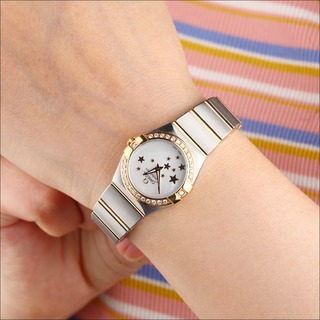 一口价9.8新欧米茄星座18K黄金原镶钻石女表123.25.24.60.05.001