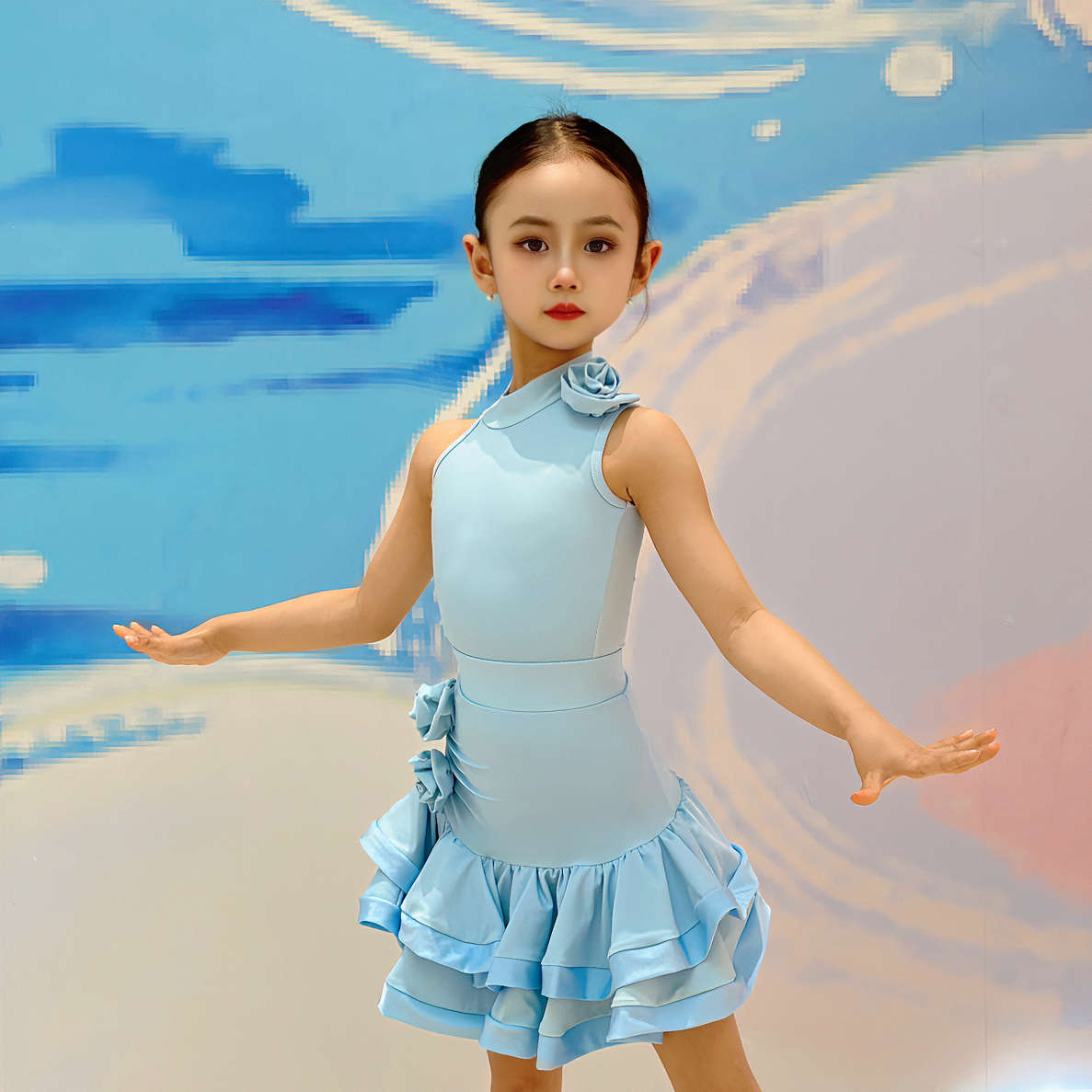 星选2025春夏季清凉新款拉丁舞服女童练功服儿童演出服儿童专业舞
