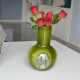 中古玻璃花瓶复古橄榄绿透窗工艺圆肚花瓶插花摆件家居软装 创意