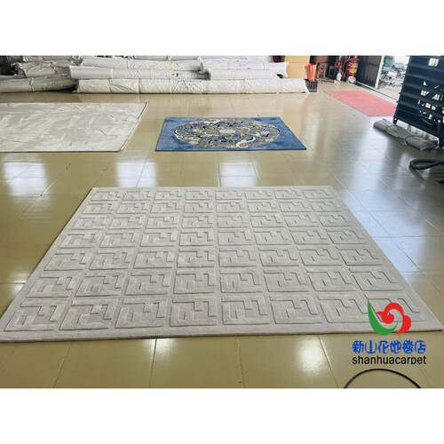新西兰进口羊毛立体灰色F格子欧式客厅茶几地毯美式简约卧室客房