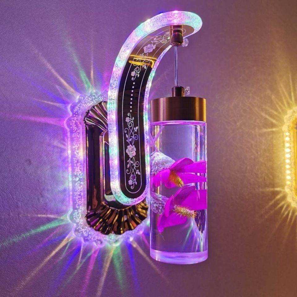 壁灯床头灯现代欧式简约创意led真花卧室客厅过道楼梯墙壁灯