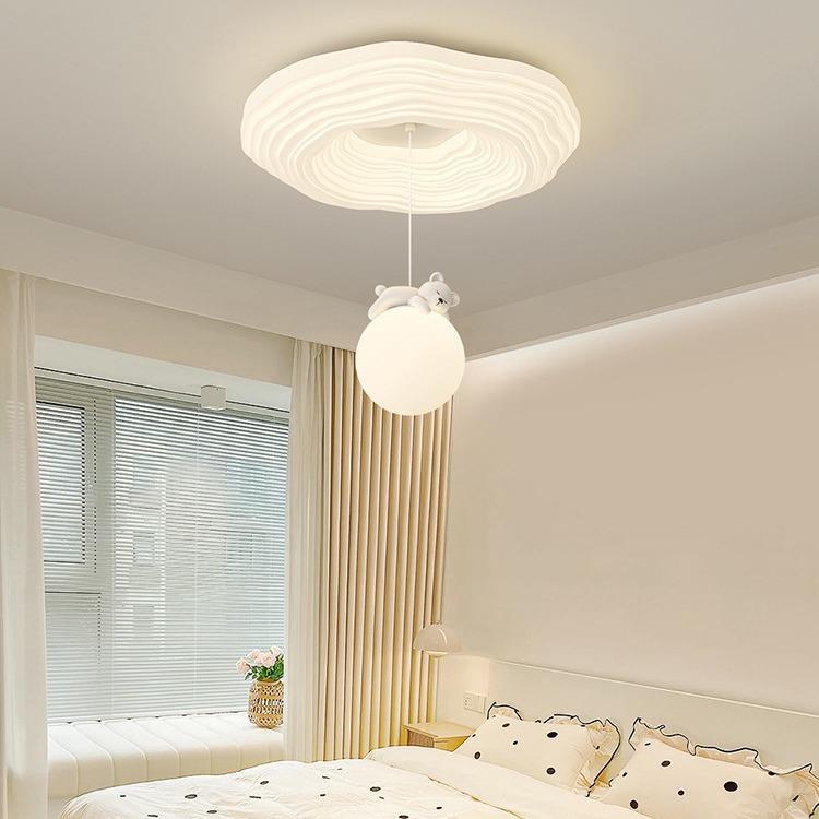 跨境卧室简吸顶儿卧灯373法式奶油风童房卡通主灯现代约护眼曲奇