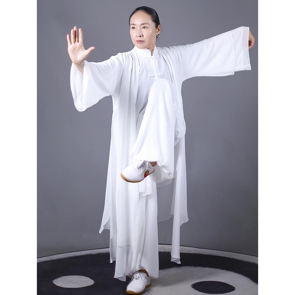 新款马太极春极夏新款女士团队蕾太极拳太剑健身气功演服飘逸中长