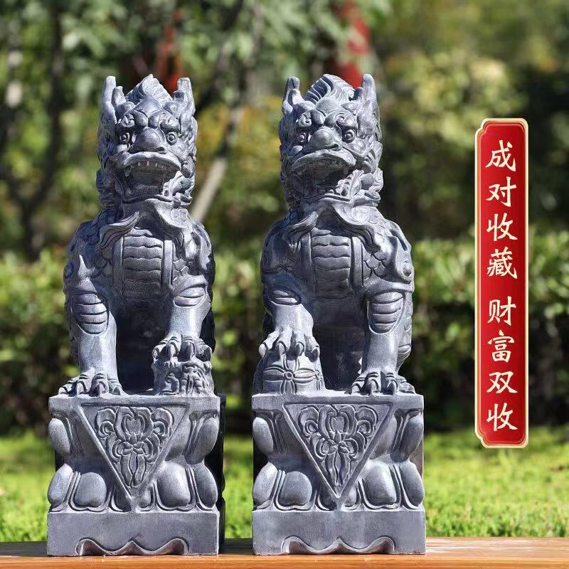 青石麒麟摆件一对家用石雕石头室内店铺公司别墅门前门口看门庭院