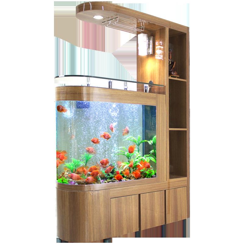 鱼缸客厅隔断玄关酒柜大型水族箱门厅玻璃家用屏风鞋柜