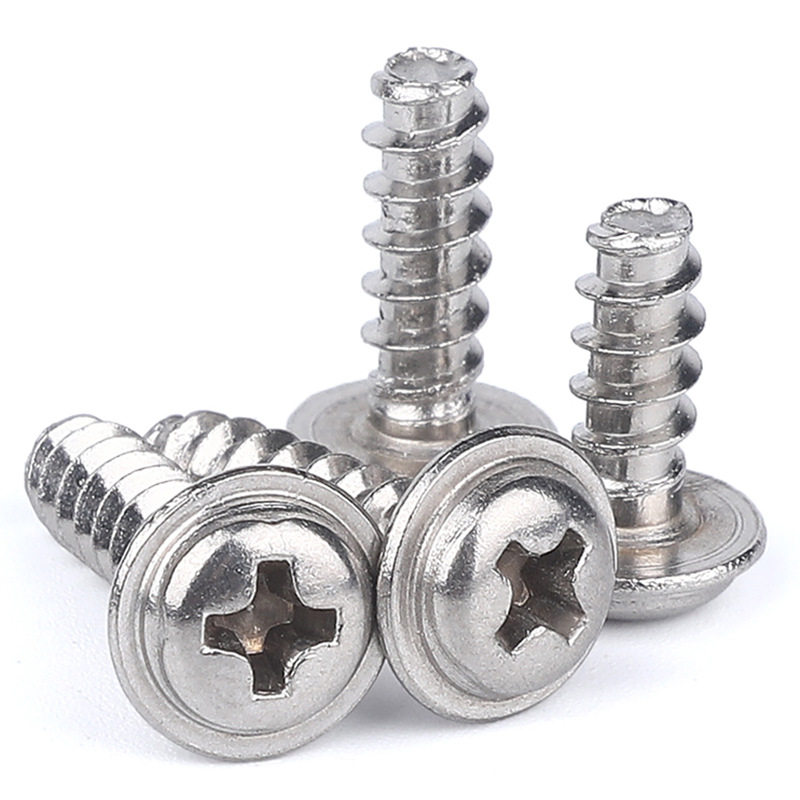 M2M2.6PODM介3M4 304不锈钢带尾平自攻十字圆头带垫自PWB攻平尾自