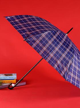 厂家时尚商务格子条纹直杆长柄弯钩晴雨伞地摊9元店货源遮阳