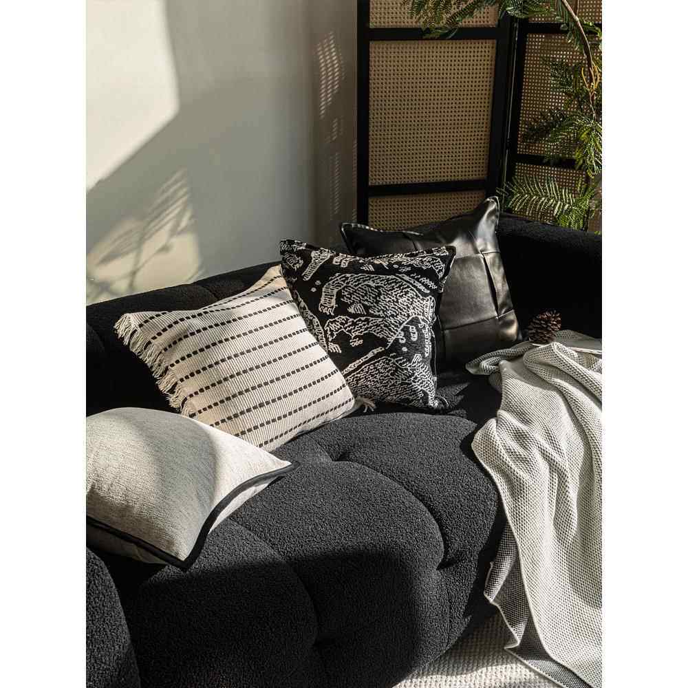 法式覆古黑白枕套客厅大黑牛沙发靠垫中世纪无障碍豪华枕头海湾窗