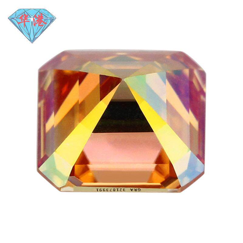 华港宝石 正方倒角车平芬达色莫桑石裸石戒面 橙色阿斯切莫桑裸钻