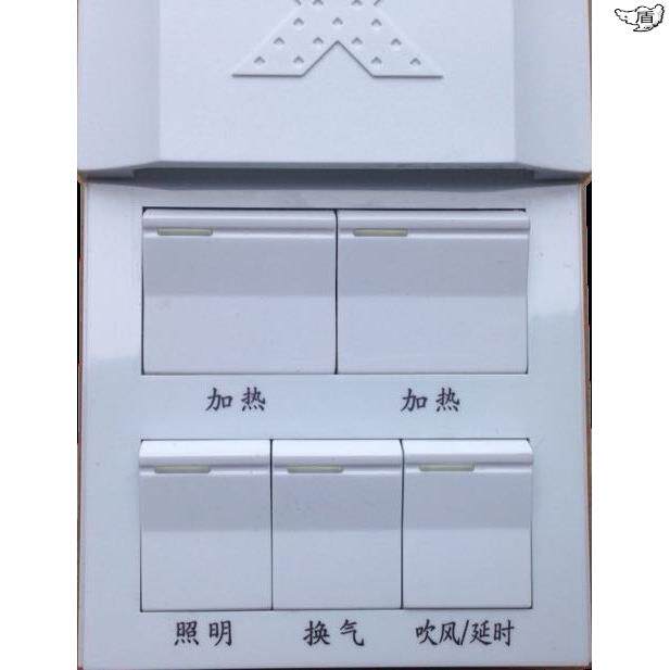 一体浴霸集成吊顶通用16A吹风滑盖开 关延时五合一暖风机5开 86型