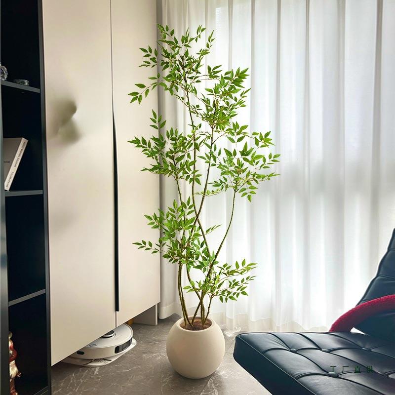 仿真南天竹室内盆栽假绿植装饰大型落地摆件客厅轻奢防真绿色植物