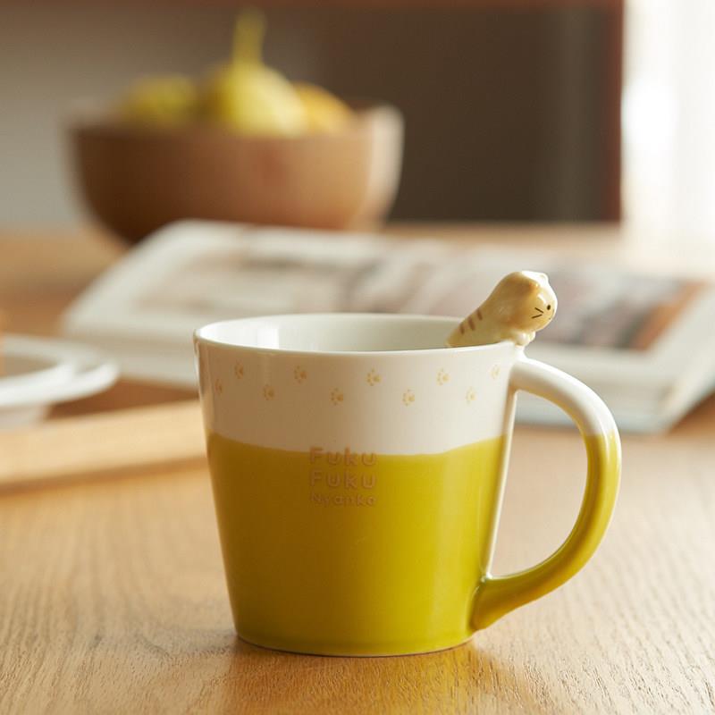 肆月创意个性立体猫咪陶瓷杯子日式家用可爱马克杯水杯小众设计感