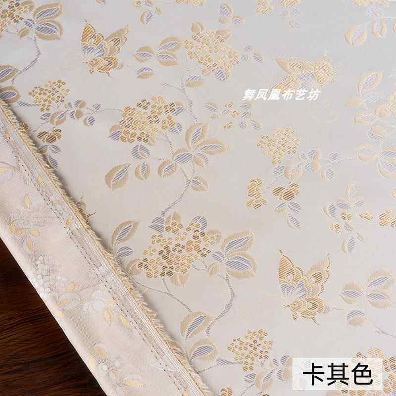 紫色色蝶与花织锦缎提花面料新BFW中式外套汉服蝴丝滑有蓝光泽布