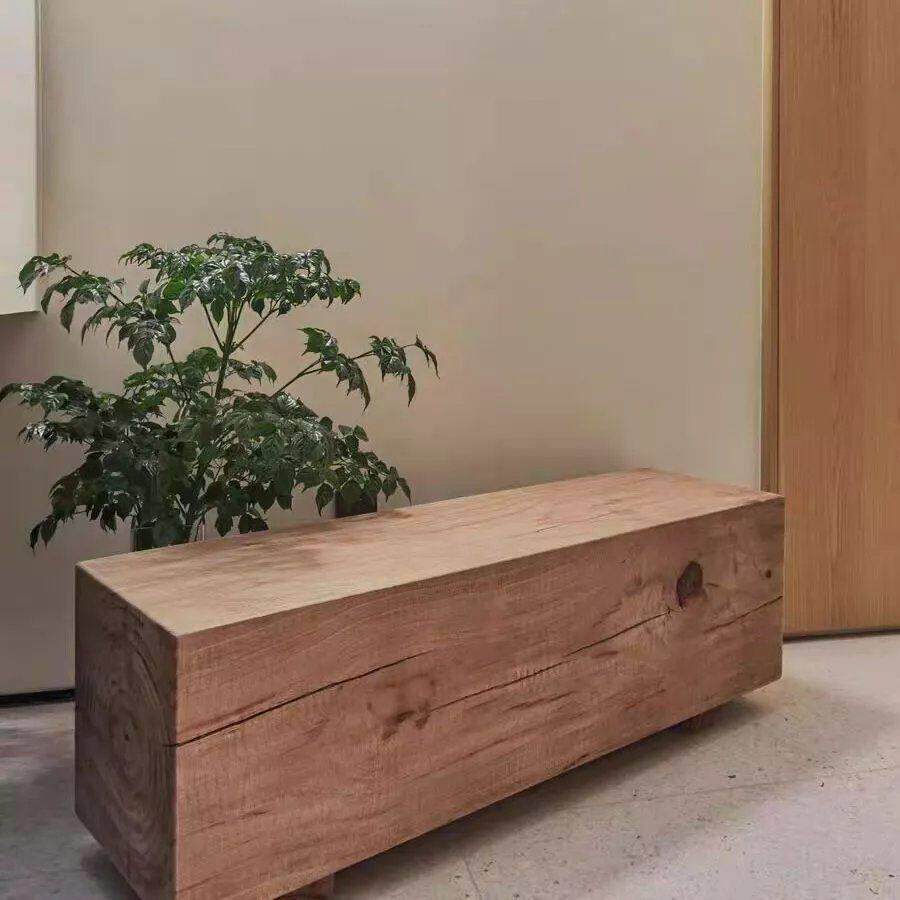 实木墩子花架花几 原木置物摆件底座 方形木桩展示台踏板树桩坐凳