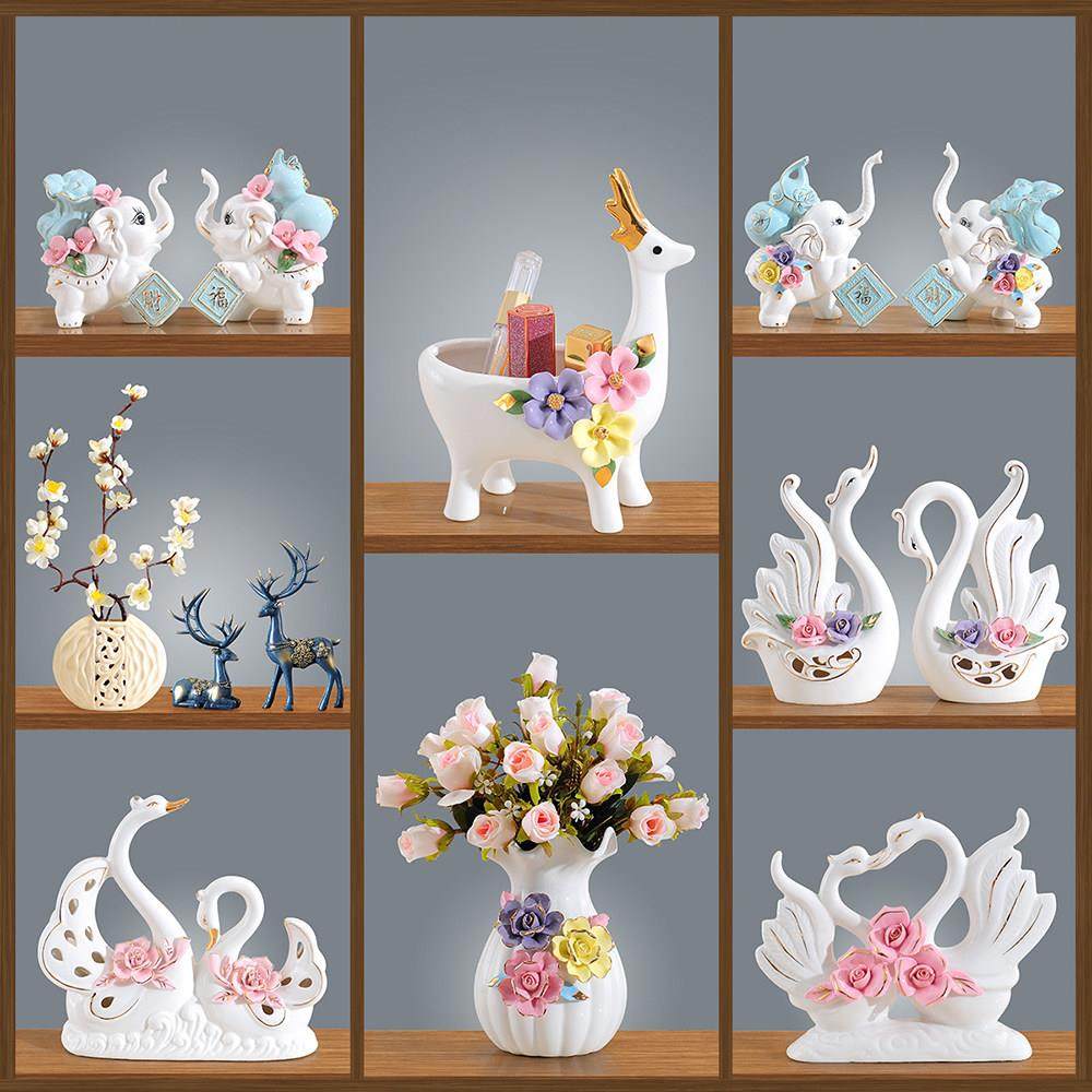 陶瓷哑光摆件天鹅花瓶花束家居装饰品艺术品客厅玄关电视柜送礼,家居饰品,装饰摆件,淘宝优惠券,粉丝福利购,淘宝优惠卷